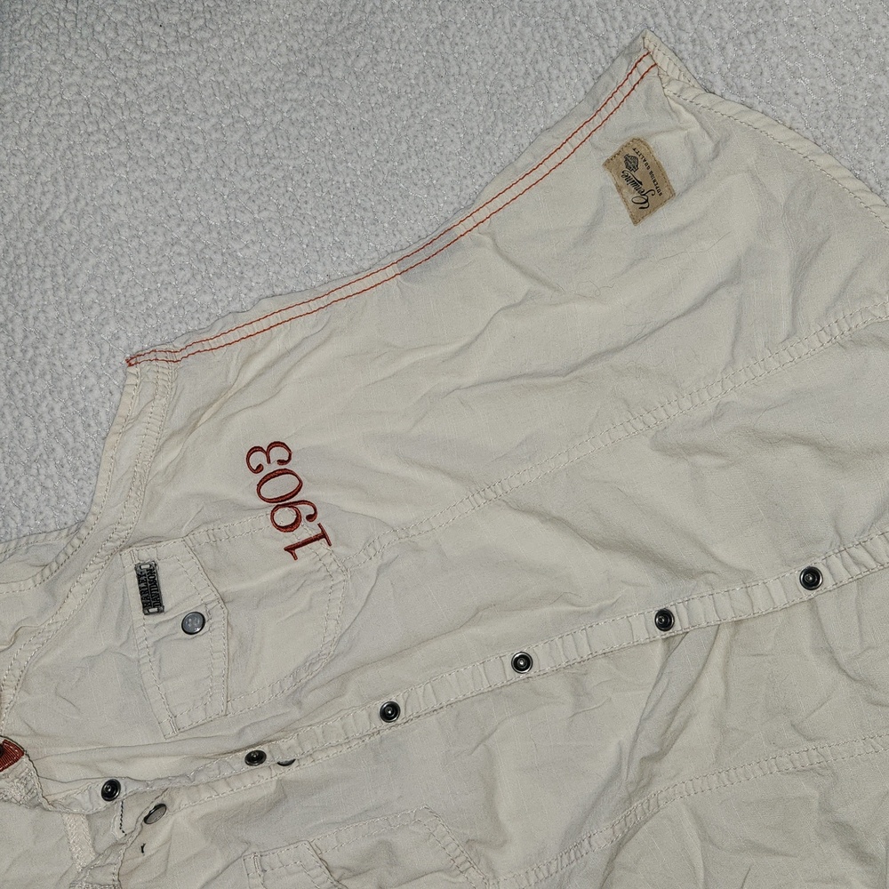 Two Womens Sleeveless Shirts. Both Large. Cream colored 100% Cotton. Grey is S - Picture 2 of 7